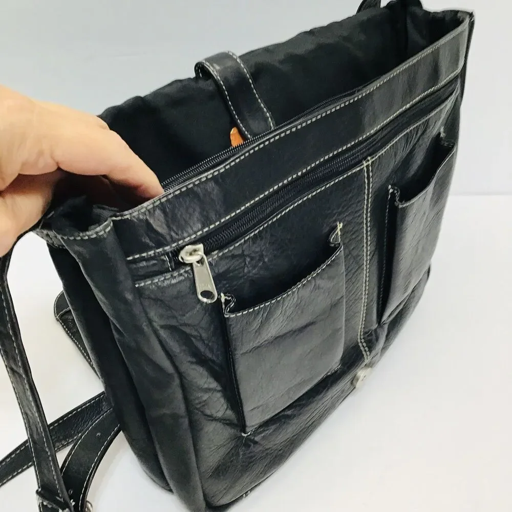 Latico Natural Leather LARGE Yosemite Messenger Bag Laptop Unisex Men Black